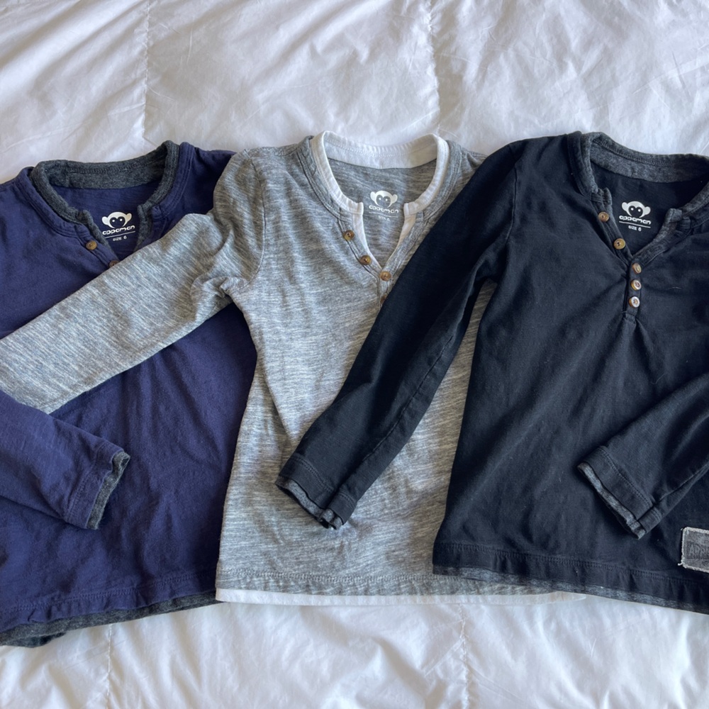 Bundle of Size 6 Appaman Camden Henley (Navy, Grey, Black)